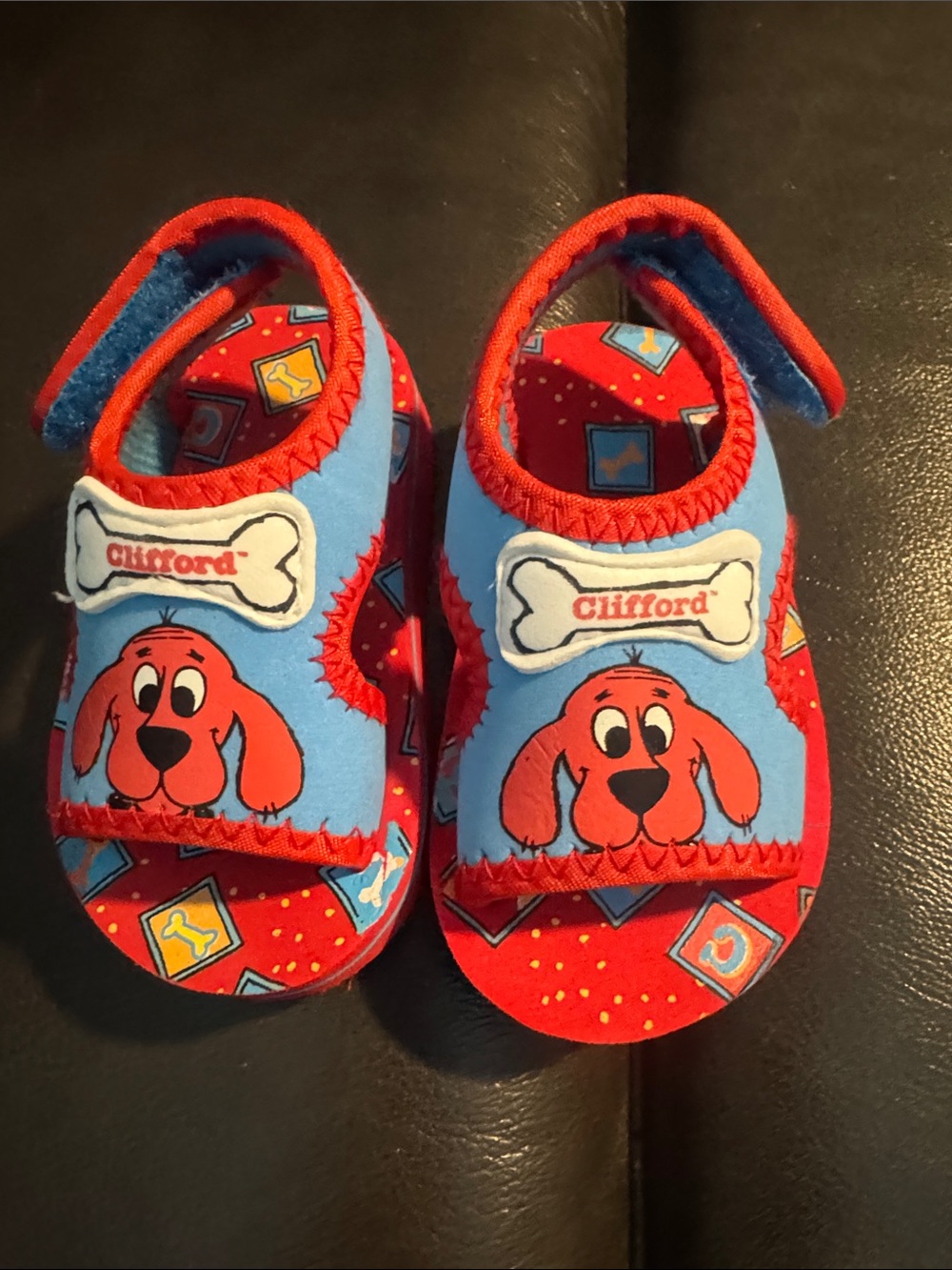 Baby size 3' Red & Blue Plush Sandals